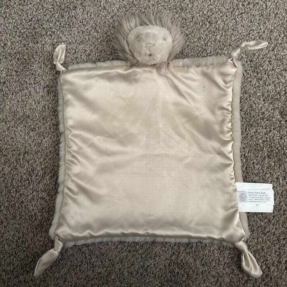 Pottery Barn Kids Uni Baby Lion Thumbie Lovey Security Silky Blanket Toy Plush